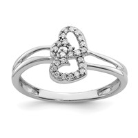 Sterling Silver Rhodium PlatedDiamond Heart Ring view 1