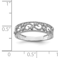 Sterling Silver Rhodium Plated Fancy Diamond Band view 4