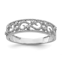 Sterling Silver Rhodium Plated Fancy Diamond Band view 1