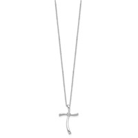 Sterling Silver Rhodium-plated Diamond Cross Necklace view 2