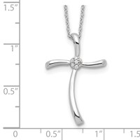 Sterling Silver Rhodium-plated Diamond Cross Necklace view 3