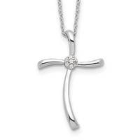 Sterling Silver Rhodium-plated Diamond Cross Necklace view 1