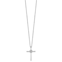 Sterling Silver Diamond Rhodium-plated Eternal Life Cross Necklace view 2