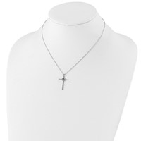 Sterling Silver Diamond Rhodium-plated Eternal Life Cross Necklace view 4