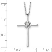 Sterling Silver Diamond Rhodium-plated Eternal Life Cross Necklace view 3