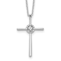 Sterling Silver Diamond Rhodium-plated Eternal Life Cross Necklace view 1