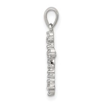 Sterling Silver Rhodium Diamond Dainty Cross Pendant view 2