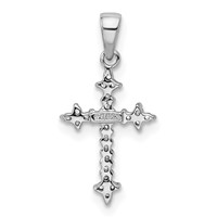 Sterling Silver Rhodium Diamond Dainty Cross Pendant view 3