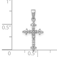 Sterling Silver Rhodium Diamond Dainty Cross Pendant view 4