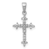 Sterling Silver Rhodium Diamond Dainty Cross Pendant view 1