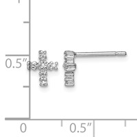 Sterling Silver Rhodium Diamond Cross Post Earrings view 4