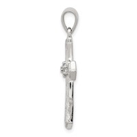 Sterling Silver Rhodium Diamond Cross Pendant view 2