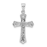 Sterling Silver Rhodium Diamond Cross Pendant view 4