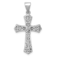 Sterling Silver Rhodium Diamond Cross Pendant view 1