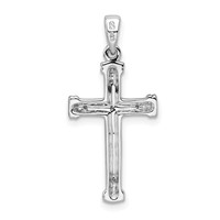 Sterling Silver Rhodium Diamond Cross Pendant view 4