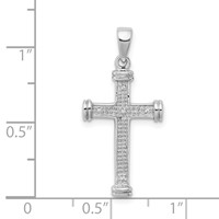 Sterling Silver Rhodium Diamond Cross Pendant view 3