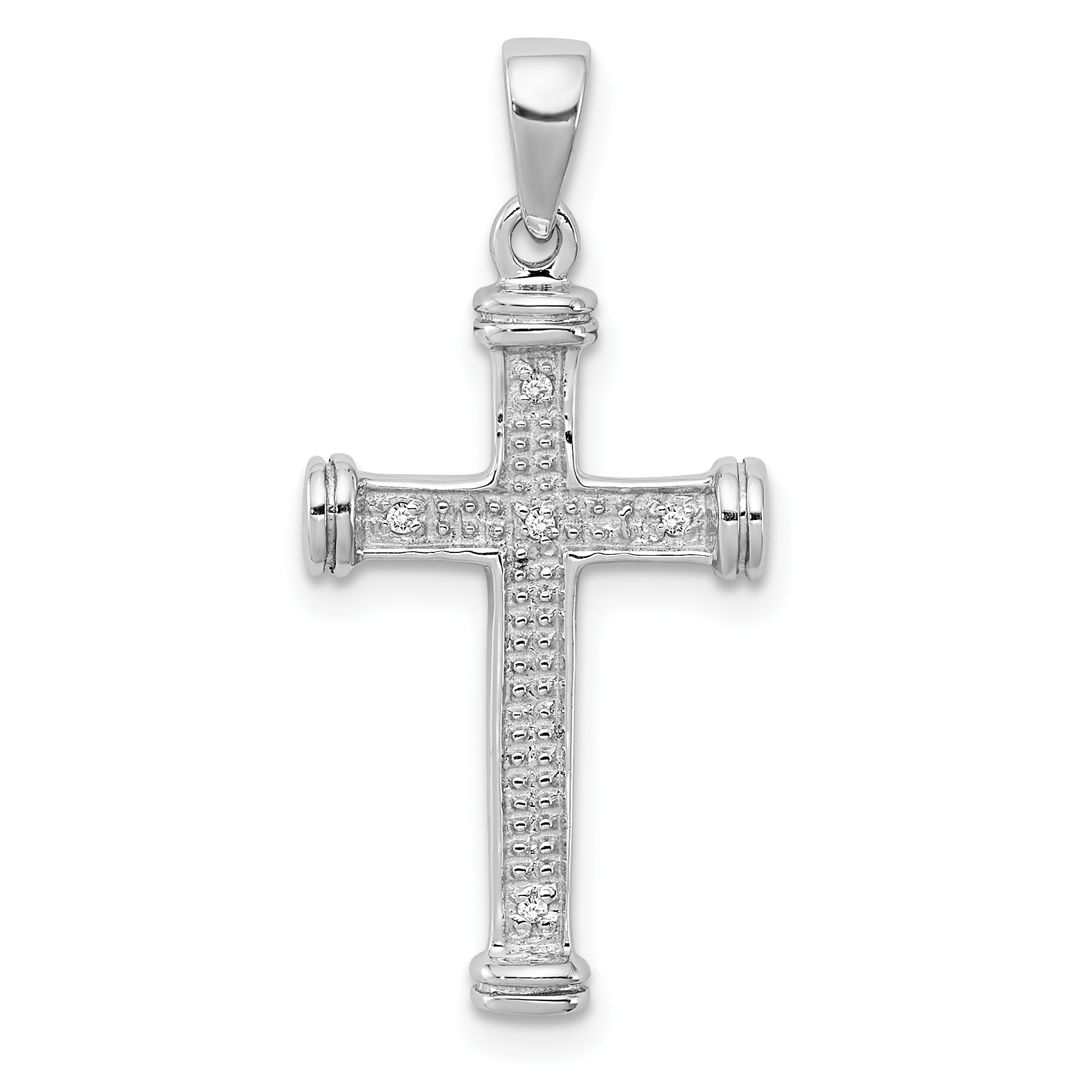 Sterling Silver Rhodium Diamond Cross Pendant (QDX165)