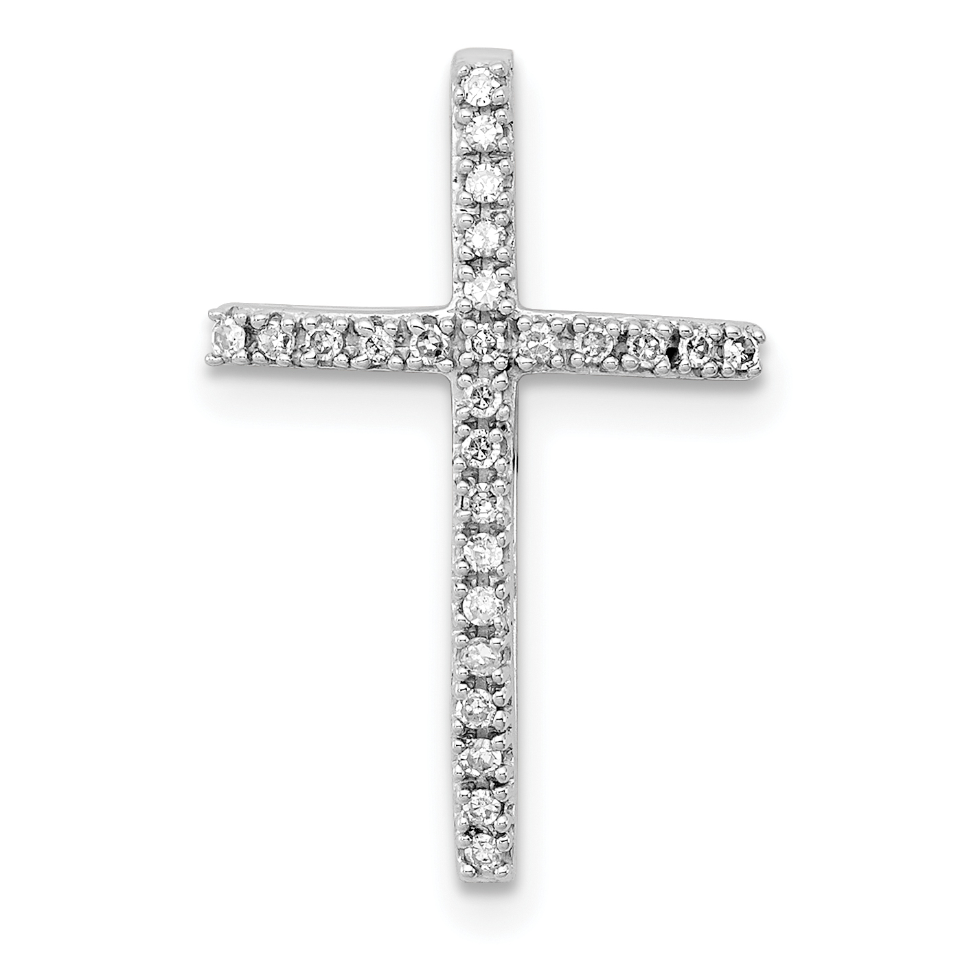 Sterling Silver Rhodium-plated Diamond Cross Chain Slide (QDX170)