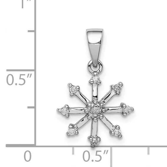 Sterling Silver Rhodium Snowflake Pendant