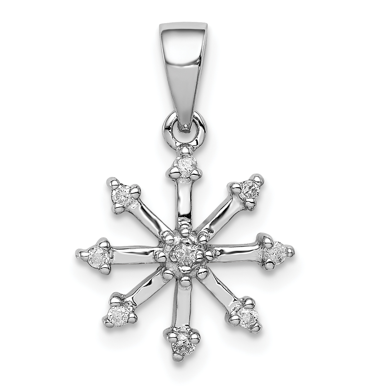 Sterling Silver Rhodium Snowflake Pendant (QDX188)