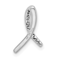 Sterling Silver Rhodium Diam. Awareness Ribbon Pendant view 4