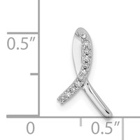 Sterling Silver Rhodium Diam. Awareness Ribbon Pendant view 3
