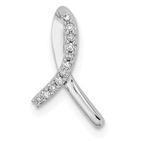 Sterling Silver Rhodium Diam. Awareness Ribbon Pendant view 1