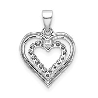 Sterling Silver Rhodium-Plated Diamond Heart Pendant view 4