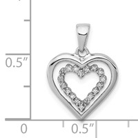 Sterling Silver Rhodium-Plated Diamond Heart Pendant view 3