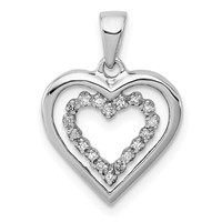 Sterling Silver Rhodium-Plated Diamond Heart Pendant view 1