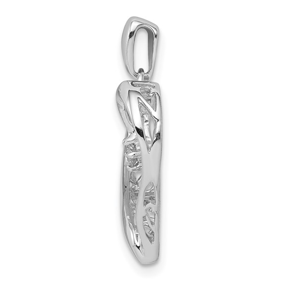 Sterling Silver Rhodium Diam. Heart Pendant