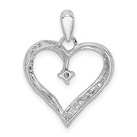 Sterling Silver Rhodium Diam. Heart Pendant view 4