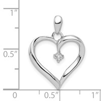Sterling Silver Rhodium Diam. Heart Pendant view 3