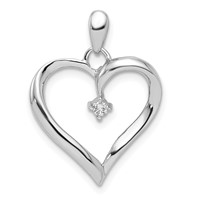 Sterling Silver Rhodium Diam. Heart Pendant view 1