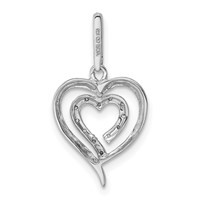 Sterling Silver Rhodium Diam. Heart Pendant view 3