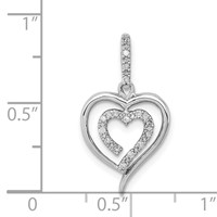Sterling Silver Rhodium Diam. Heart Pendant view 4