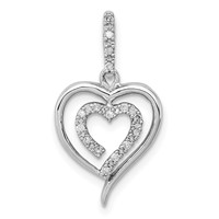 Sterling Silver Rhodium Diam. Heart Pendant view 1