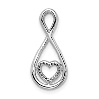 Sterling Silver Rhodium-Plated Diamond Heart in Teardrop Slide Pendant view 4