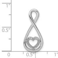 Sterling Silver Rhodium-Plated Diamond Heart in Teardrop Slide Pendant view 3