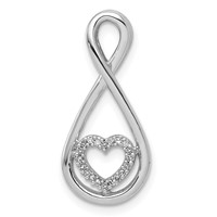 Sterling Silver Rhodium-Plated Diamond Heart in Teardrop Slide Pendant view 1