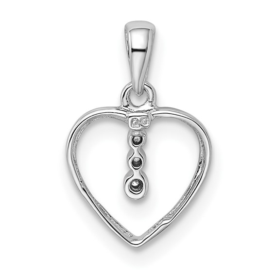 Sterling Silver Diamond Rhodium Heart Pendant