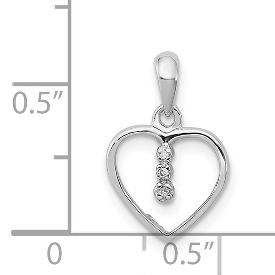 Sterling Silver Diamond Rhodium Heart Pendant