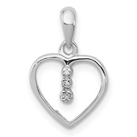 Sterling Silver Diamond Rhodium Heart Pendant view 1