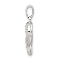 Sterling Silver Rhodium Diamond Heart Pendant view 2