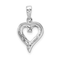 Sterling Silver Rhodium Diamond Heart Pendant view 4