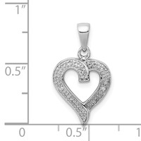 Sterling Silver Rhodium Diamond Heart Pendant view 3