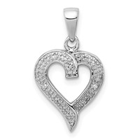 Sterling Silver Rhodium Diamond Heart Pendant view 1