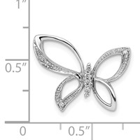 Sterling Silver Rhodium Diam. Butterfly Pendant view 3