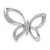 Sterling Silver Rhodium Diam. Butterfly Pendant view 1