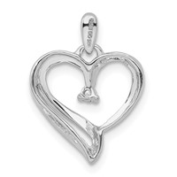 Sterling Silver Rhodium Diam. Heart Pendant view 3